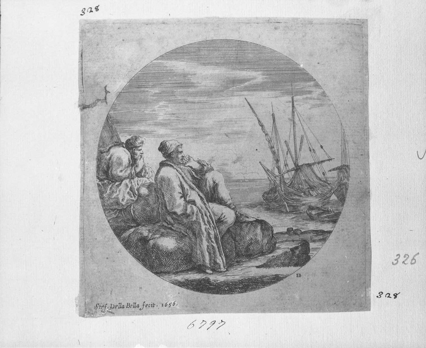 due mercanti turchi, figure (stampa tagliata) di Della Bella Stefano (sec. XVII)