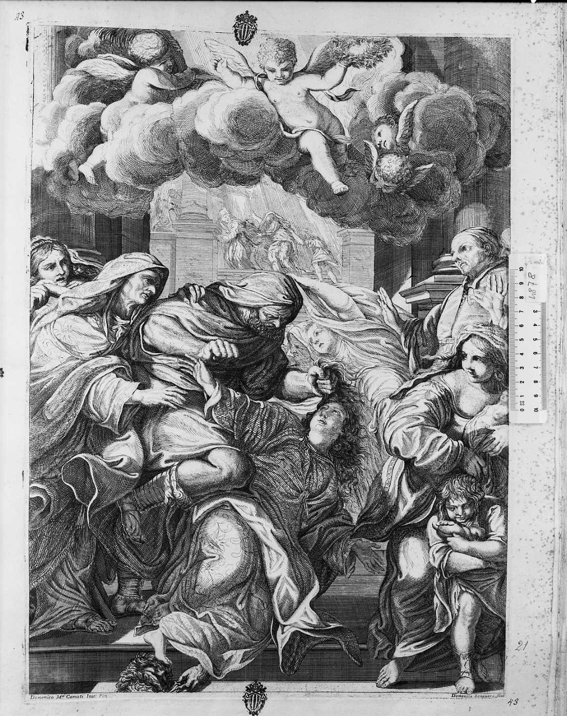 Santa Cristina afferrata per i capelli (stampa) di Canuti Domenico Maria, Bonaveri Domenico Maria (sec. XVII)