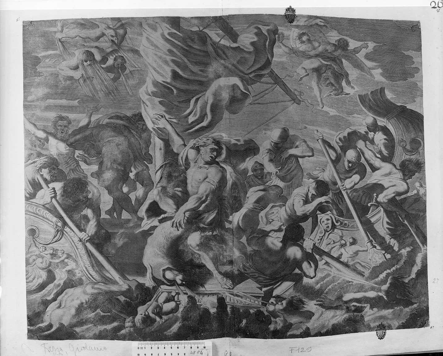 Ulisse sulla nave coi compagni (stampa smarginata) di Frezza Giovanni Gerolamo (secc. XVII/ XVIII)