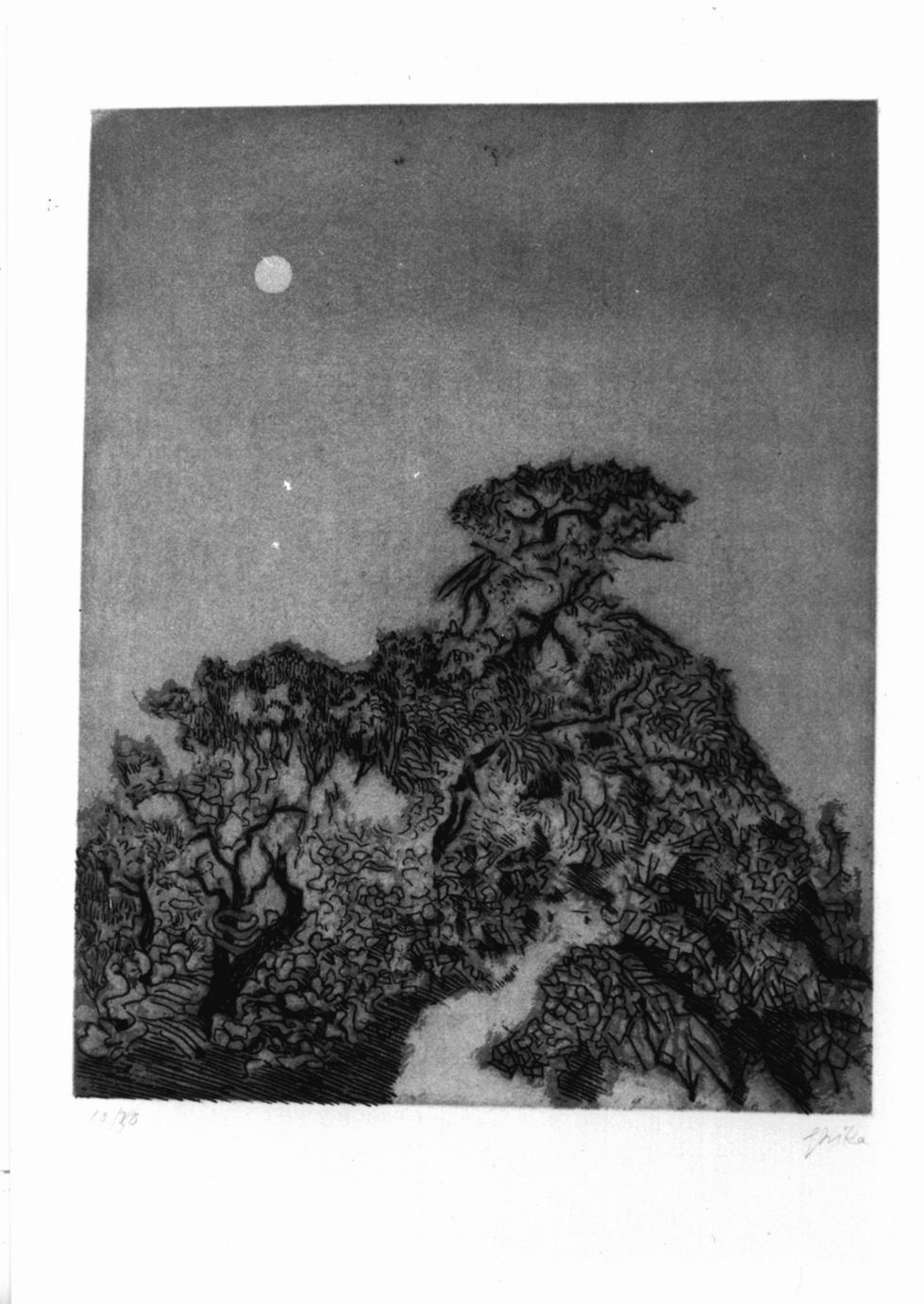 Albero e luna (stampa a colori) di Ghika-Hatzikyriakos Nikos (sec. XX)