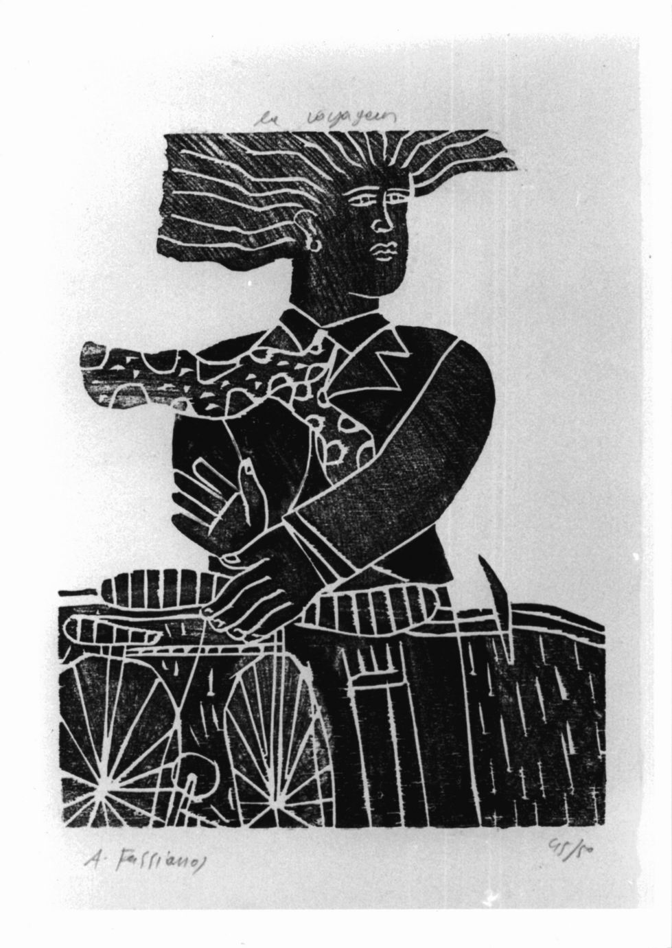 Figura maschile (stampa a colori) di Fassianos Alecos (sec. XX)