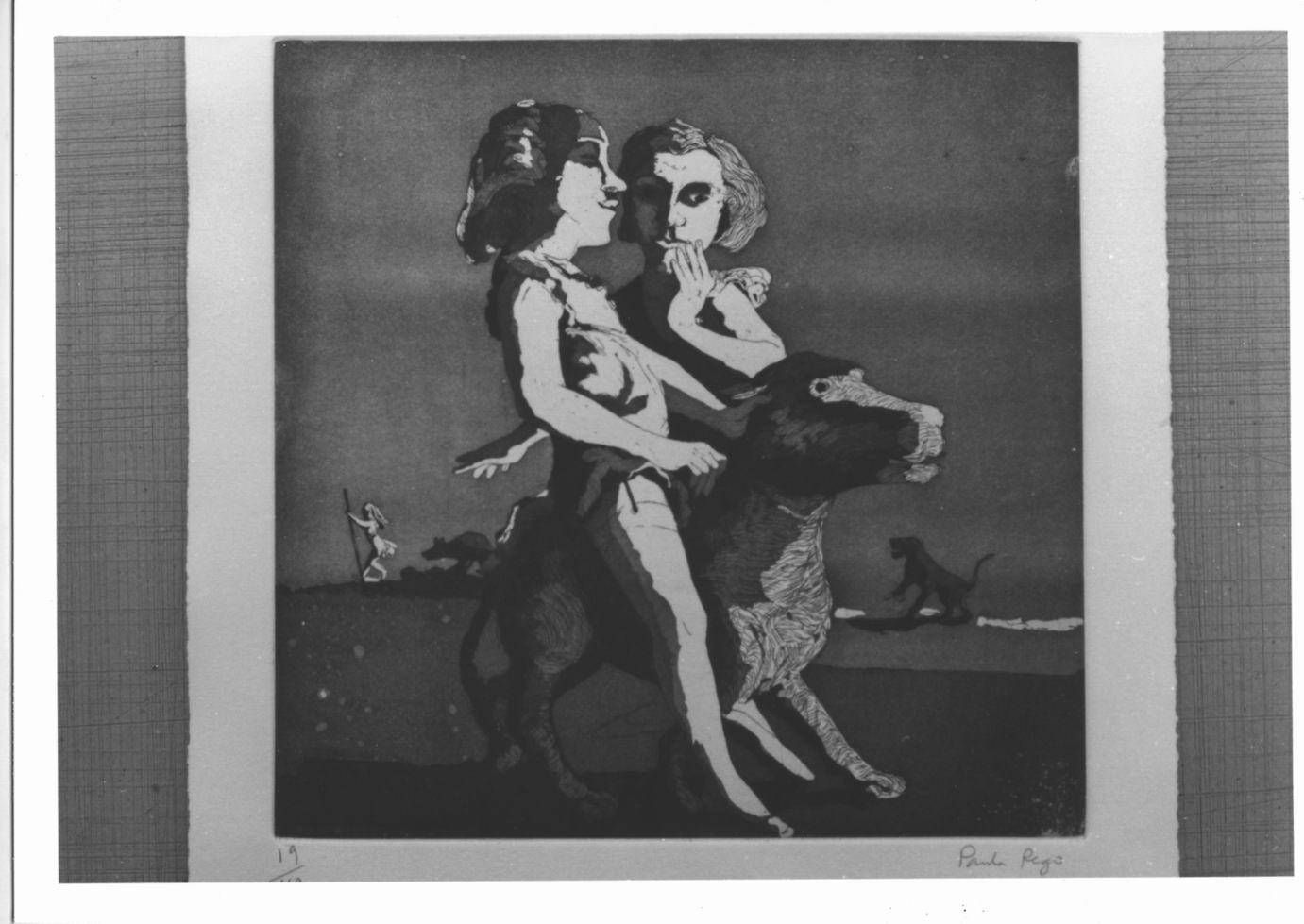 Young predators, Figure e cani (stampa) di Rego Paula (sec. XX)