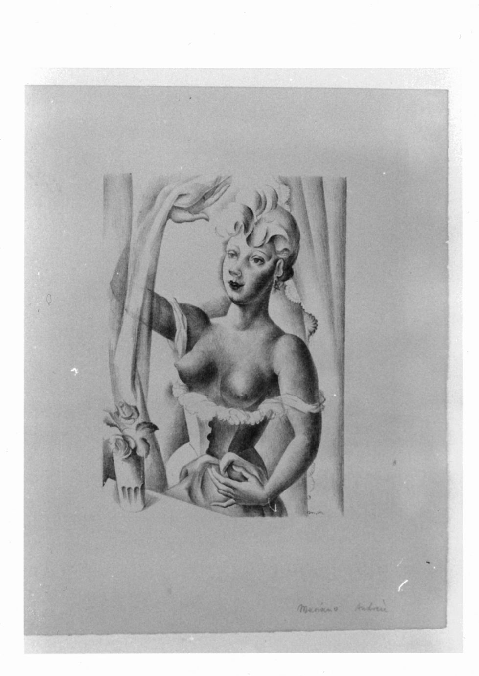 Figura femminile alla finestra (stampa) di Andreu Mariano (sec. XX)