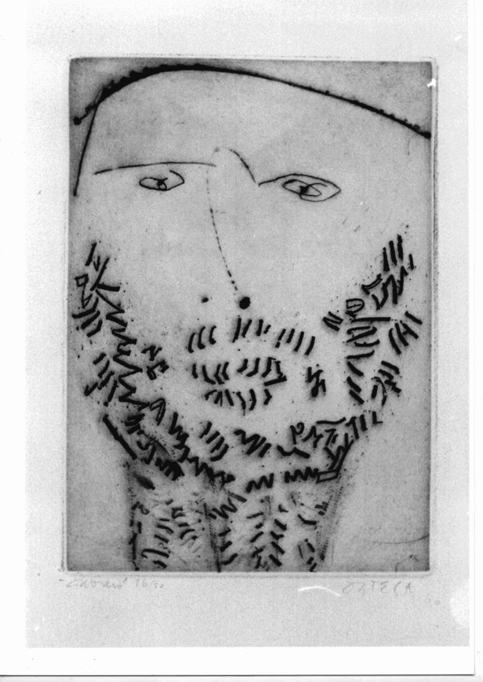 Testa maschile (stampa) di Ortega Josè (sec. XX)