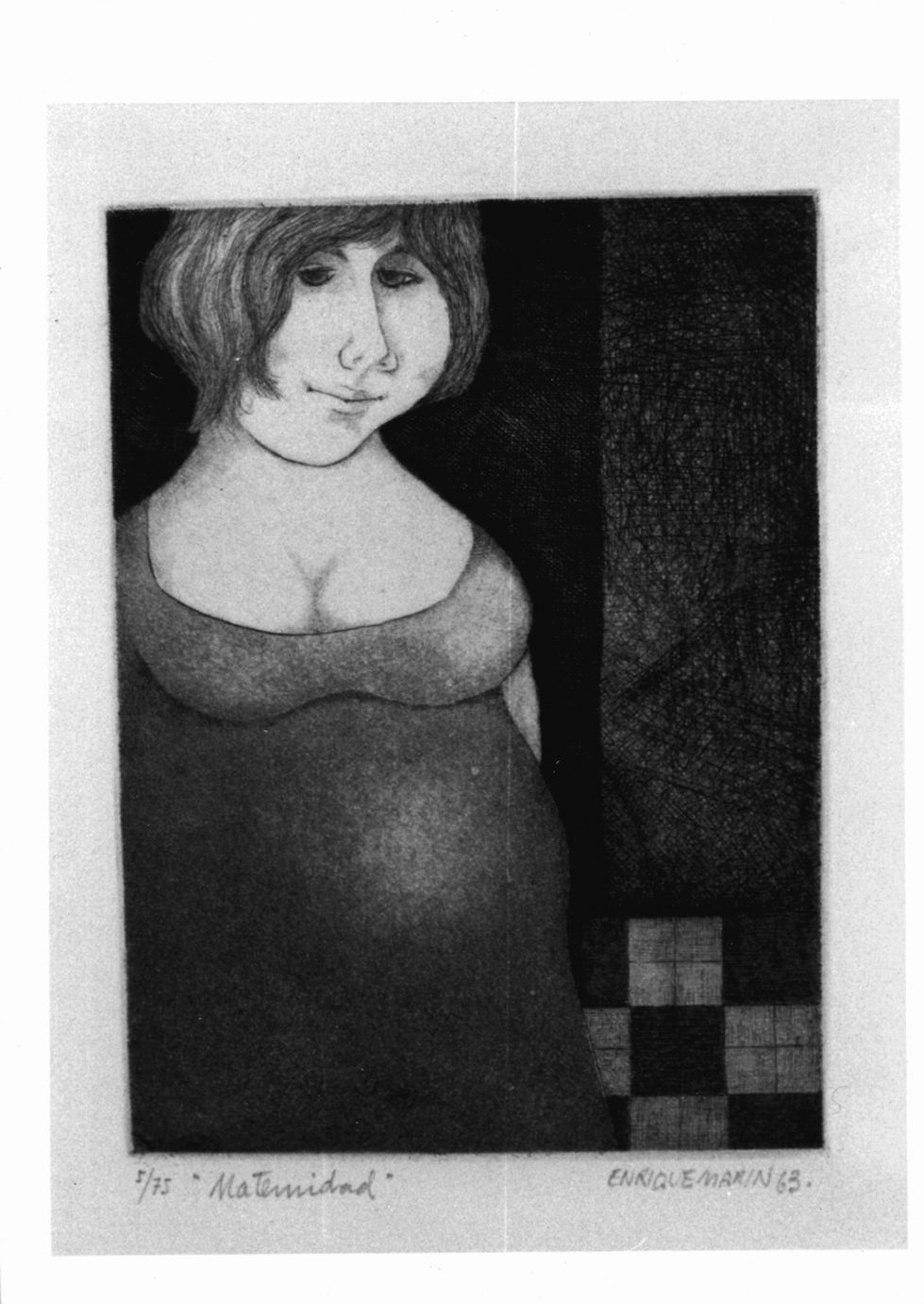 Figura femminile in un interno (stampa) di Marin Enrique (sec. XX)