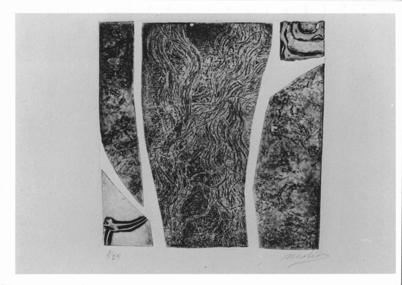 Estrias, Composizione astratta (stampa) di Molla Matilde (sec. XX)