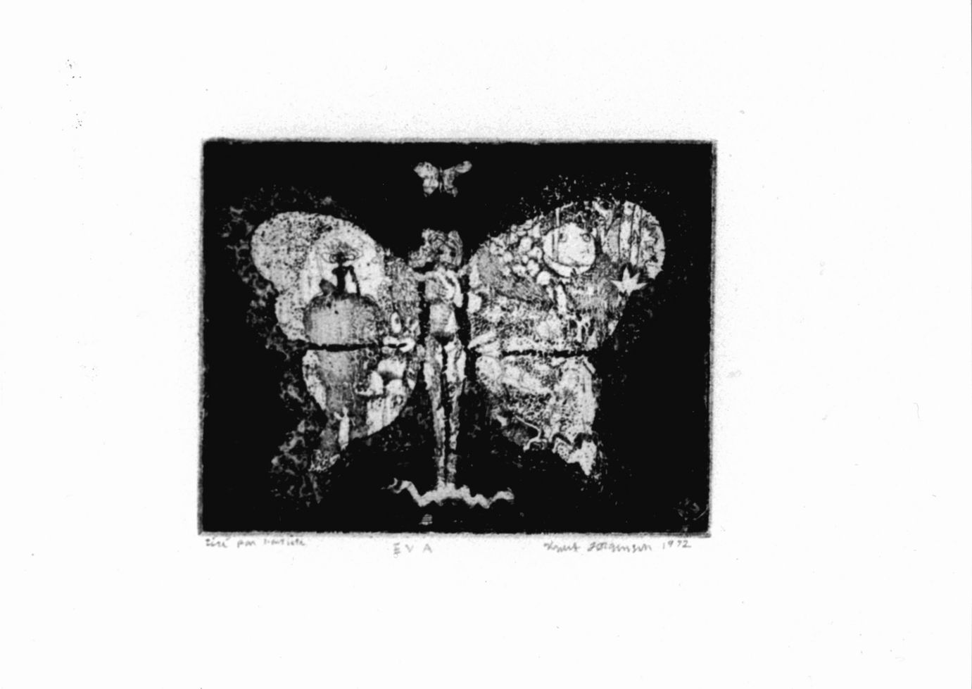 Figura femminile con ali di farfalla (stampa) di Jorgensen Knut (sec. XX)