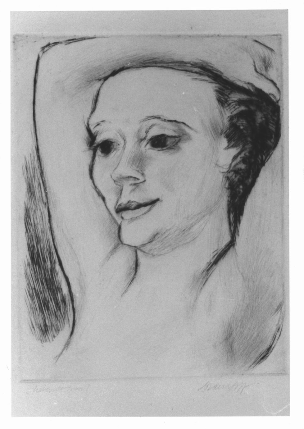 Volto di donna con braccio ripiegato sul capo (stampa) di Soldenhoff Alexander (sec. XX)