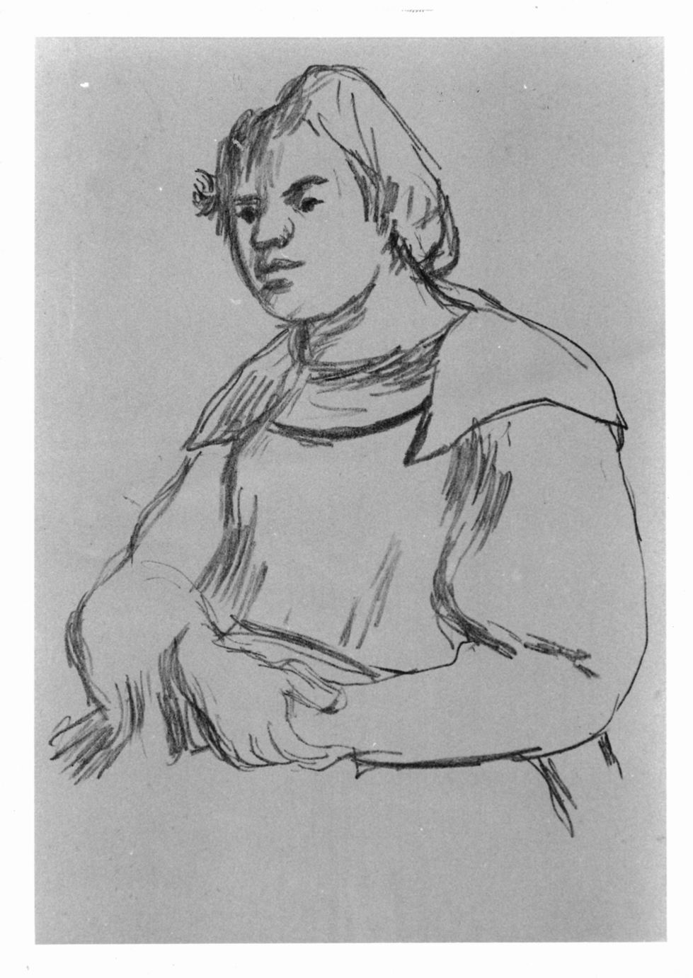 Ritratto di donna, Figura femminile a mezzo busto (stampa) di Gubler Max (sec. XX)