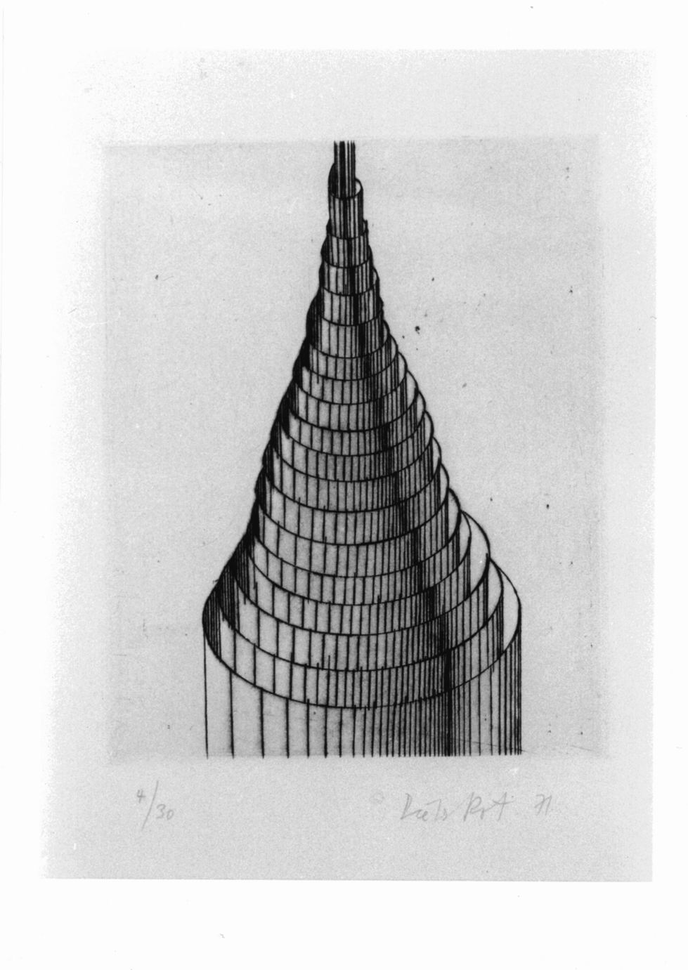 A little tower, Torre a forma di cono (stampa) di Rot Dieter (sec. XX)