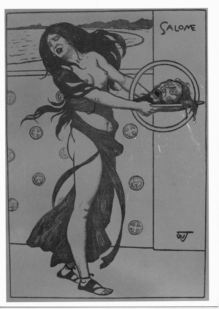 Salomè con la testa del Battista (stampa a colori) di Volz Wilhelm (sec. XIX)