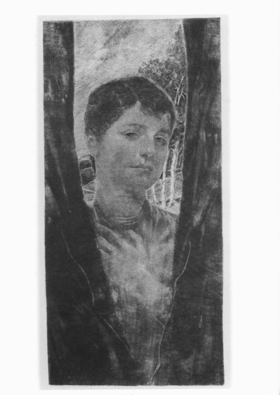 figura femminile tra due alberi (stampa) di Klinger Max (sec. XIX)