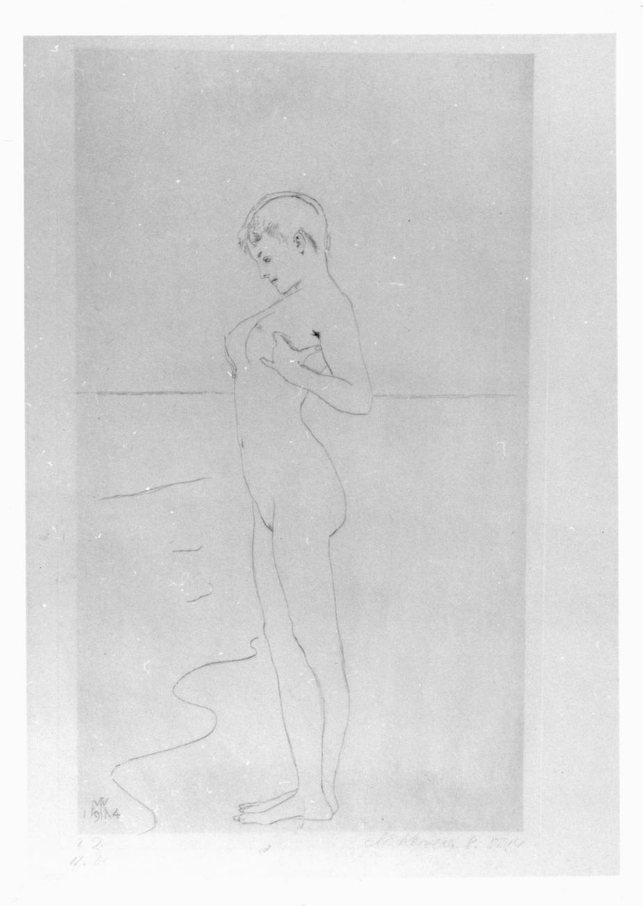nudo femminile in piedi (stampa) di Klinger Max (sec. XX)