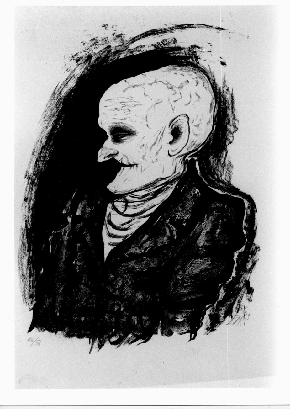 profilo di vecchio a mezzo busto (stampa) di Dix Otto (sec. XX)