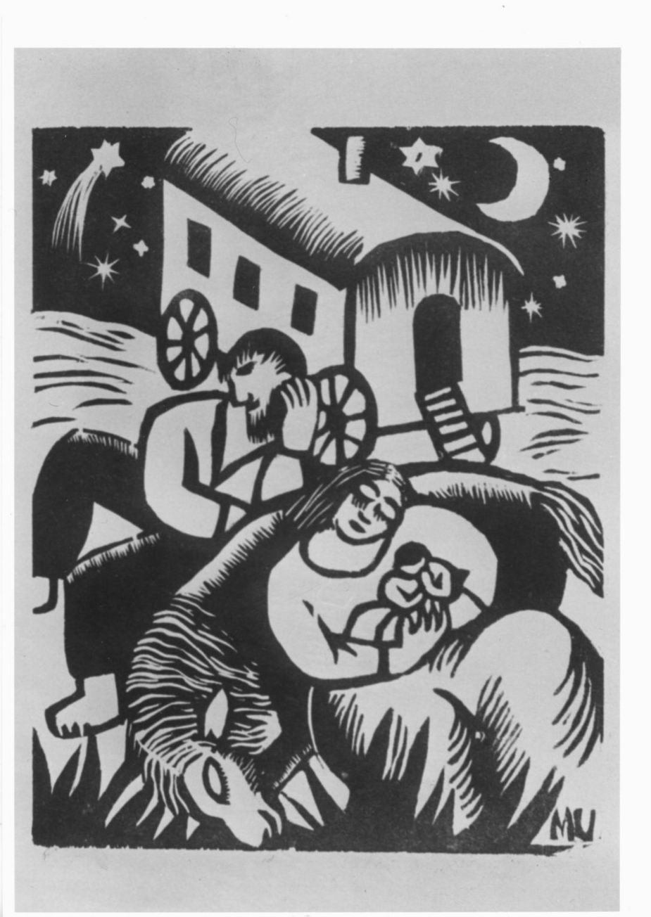 natività in campo di zigani (stampa) di Uhden Maria (sec. XX)