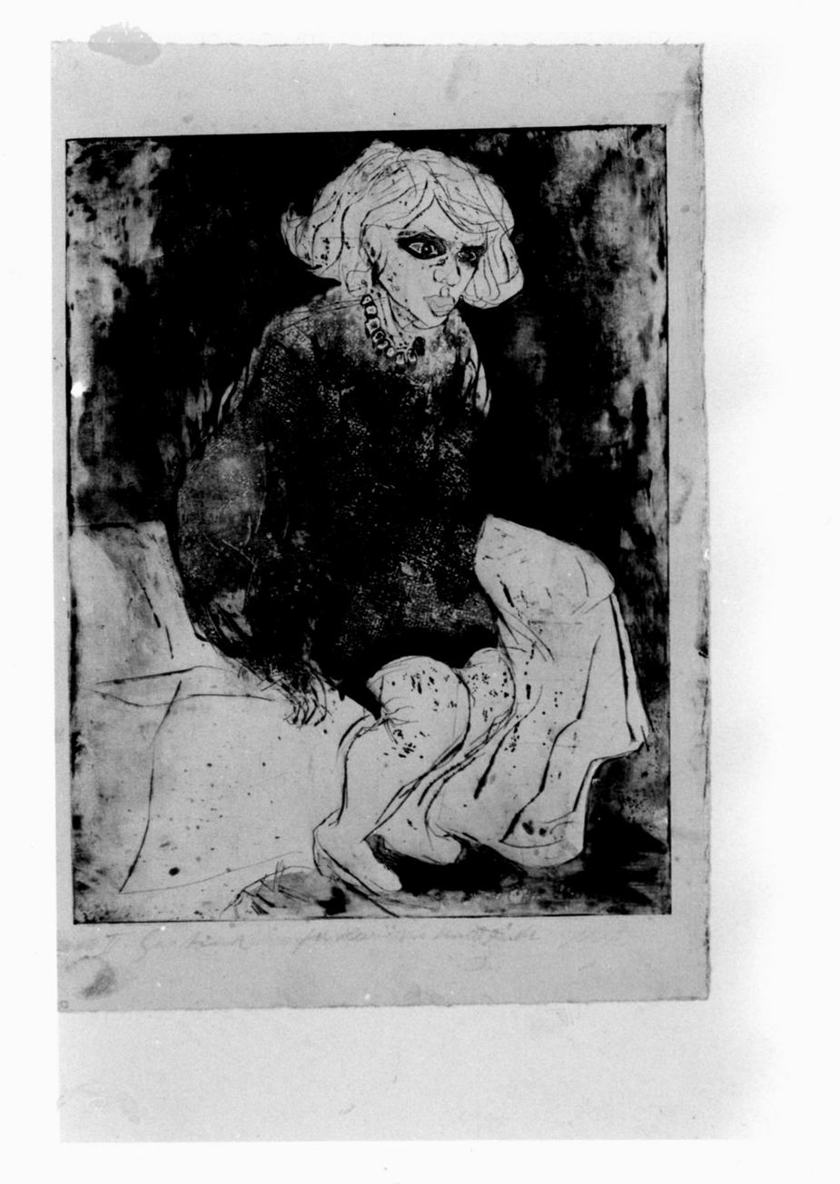 figura femminile seduta (stampa) di Nesch Rolf (sec. XX)