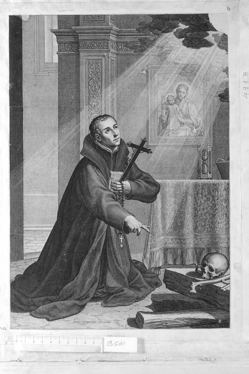 S. Luigi Gonzaga (S. Camillo?) (stampa) di Bolswert Schelte Adams (sec. XVII)
