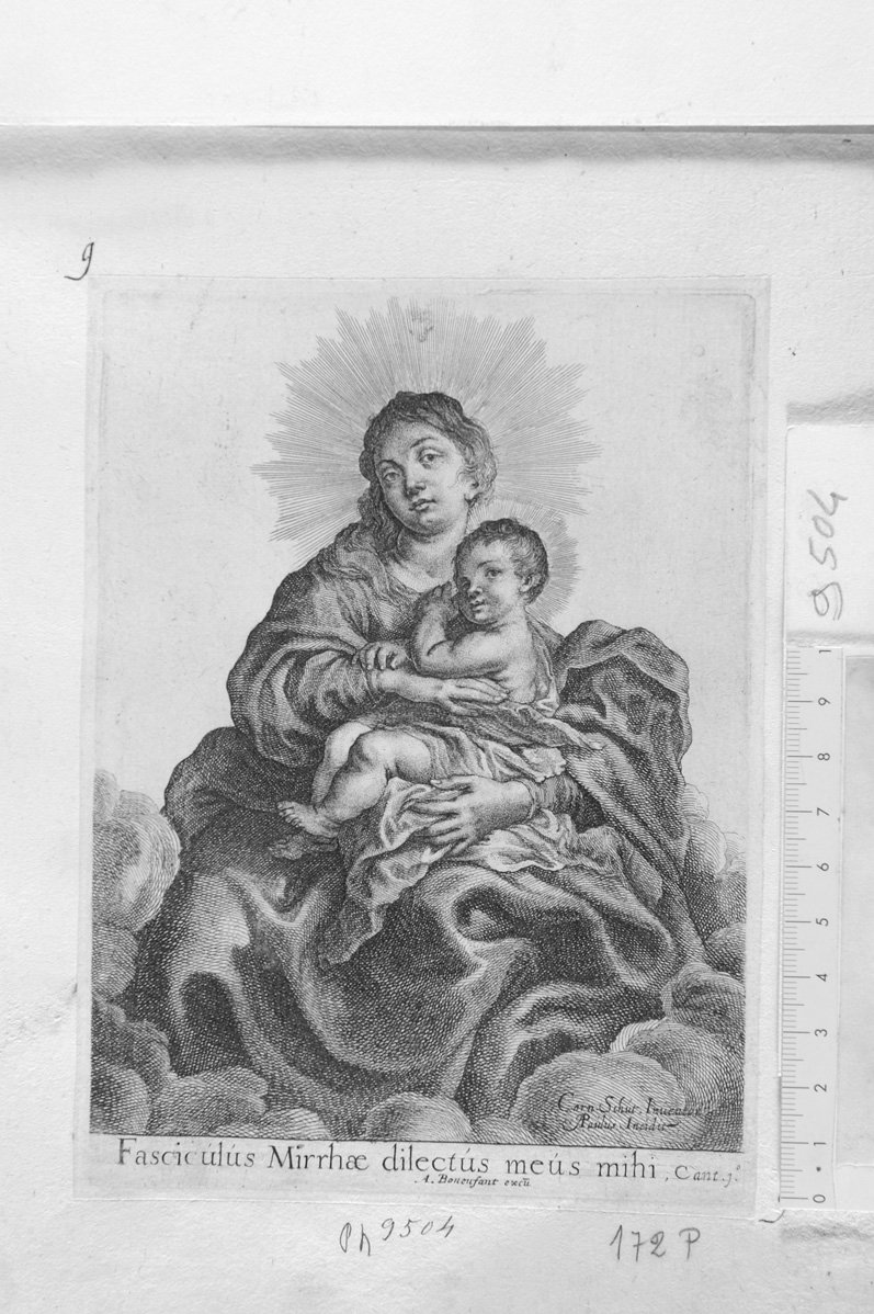 La Vergine sulle nubi (stampa) di Pauli Andries (sec. XVII)