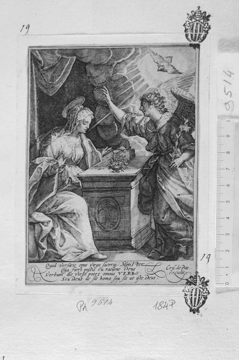 Annunciazione (stampa) di De Passe Cryspin I (sec. XVII)