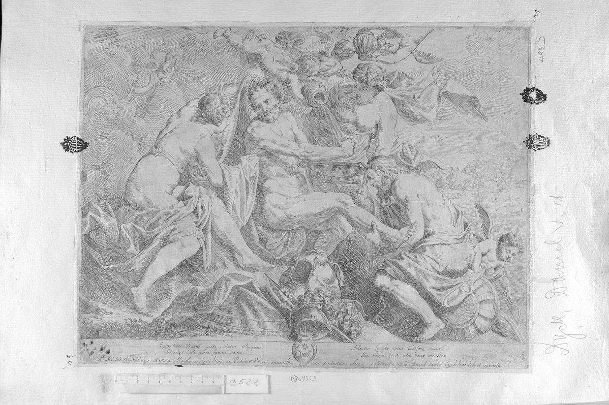 La deificazione di Enea (stampa) di Van den Dyck Daniel (sec. XVII)