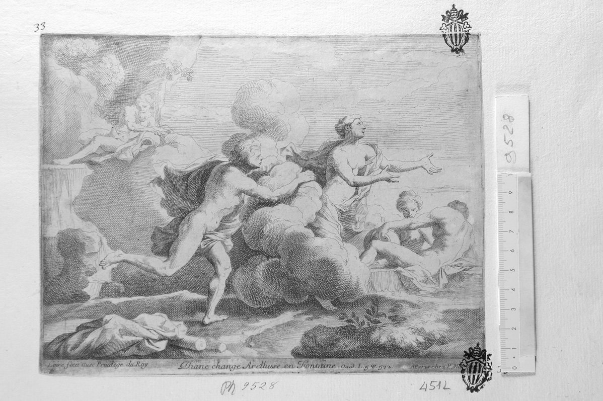 Diana muta Aretusa in Fontana (stampa) di Loir Nicolas Pierre (sec. XVII)