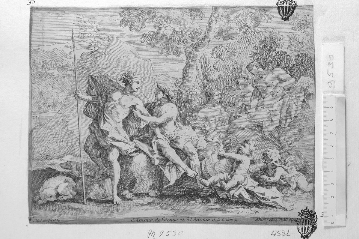 Venere e Adone (stampa) di Loir Nicolas Pierre (sec. XVII)