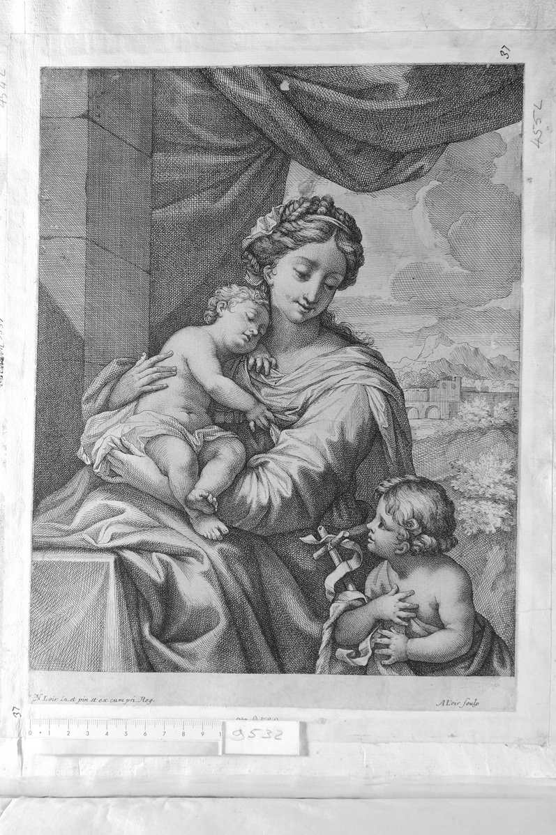 La Vergine col Bambino e San Giovannino (stampa) di Loir Nicolas Pierre (sec. XVII)