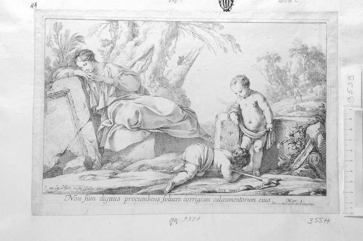 La Vergine, il Bambino e San Giovannino (stampa) di De La Hire Laurent (sec. XVII)