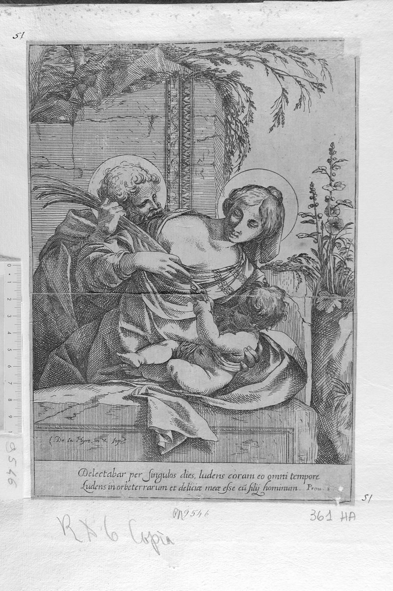 Sacra famiglia della palma (stampa) di De La Hire Laurent (sec. XVII)