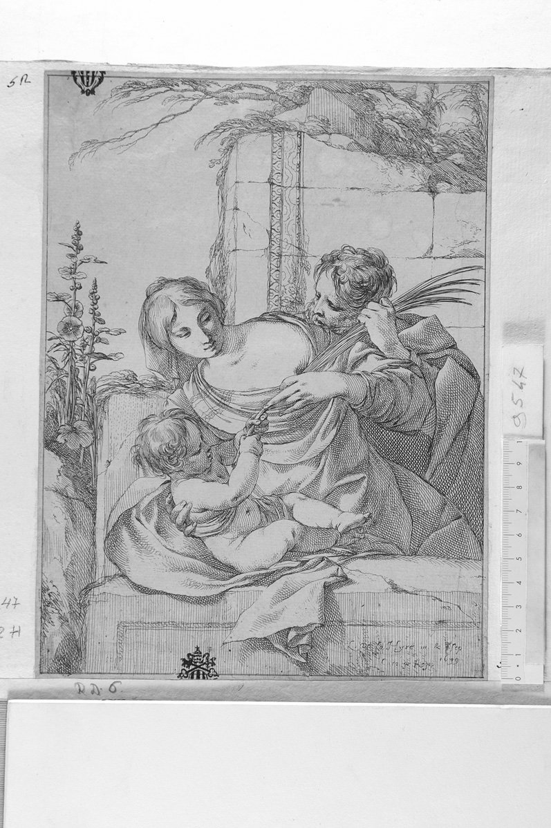 Sacra famiglia della palma (stampa) di De La Hire Laurent (sec. XVII)