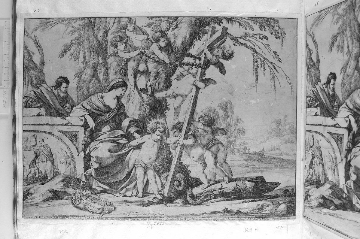Sacra famiglia con il Bambino che schiaccia il serpente (stampa) di De La Hire Laurent (sec. XVII)
