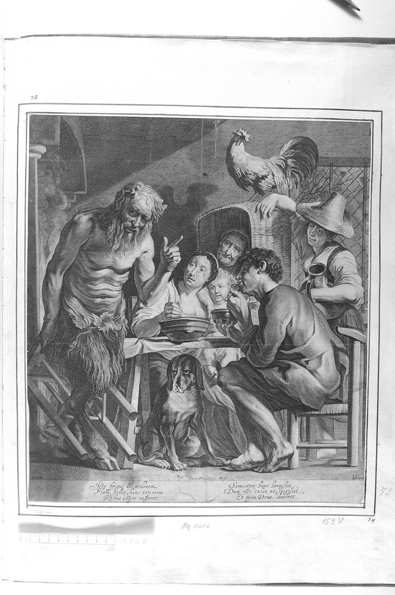 Satiro nella casa dei contadini (stampa) di Vorsterman Lucas (sec. XVII)