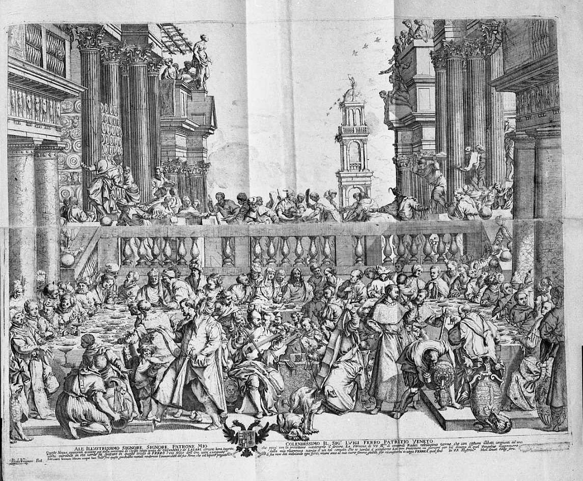 Cristo alle nozze di cana (stampa) di Le Fevre Valentin (sec. XVII)