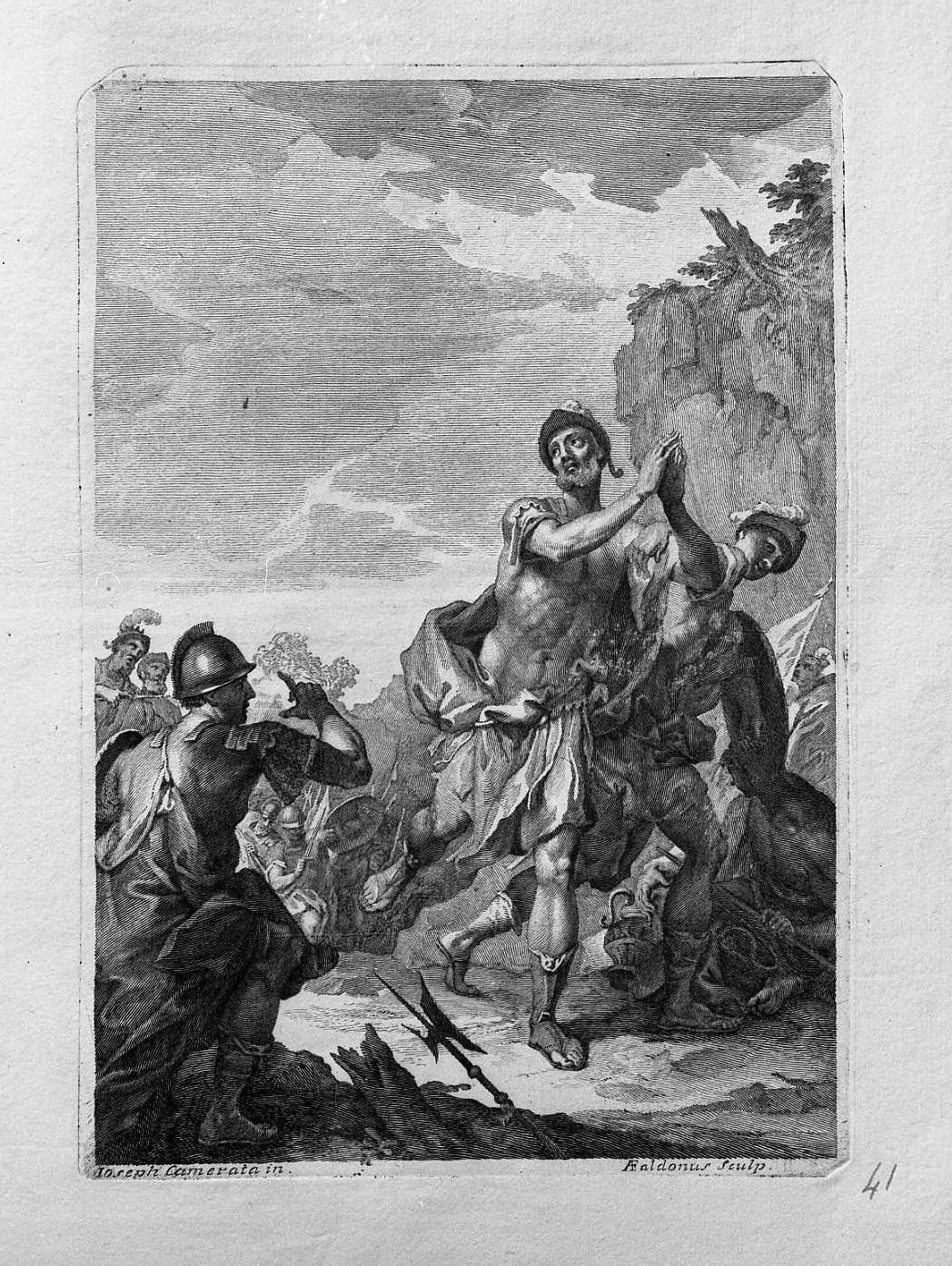 Davide che scappa? (stampa) di Faldoni Giovanni Antonio (sec. XVII)
