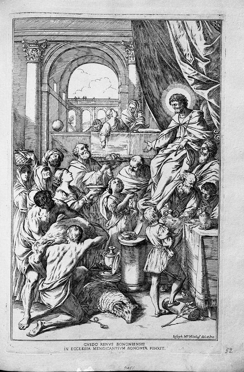 Re sul trono che riceve i doni (stampa) di Mitelli Giuseppe Maria (sec. XVII)