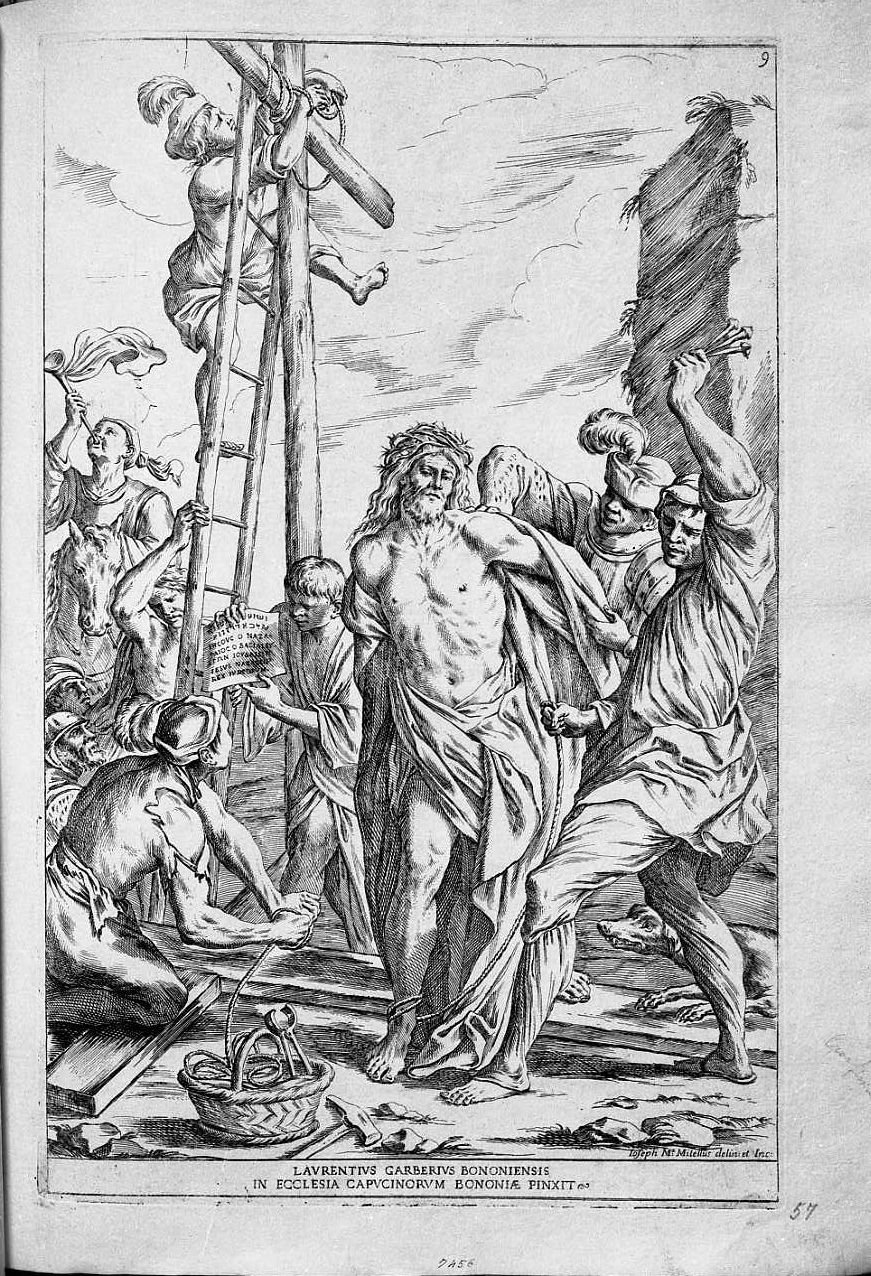I Giudei si preparano a crocifiggere Gesù (stampa) di Mitelli Giuseppe Maria (sec. XVII)