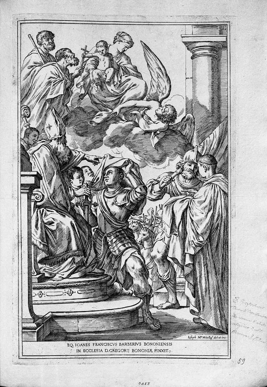 San Guglielmo duca di Aquitania riceve? (stampa) di Mitelli Giuseppe Maria (sec. XVII)