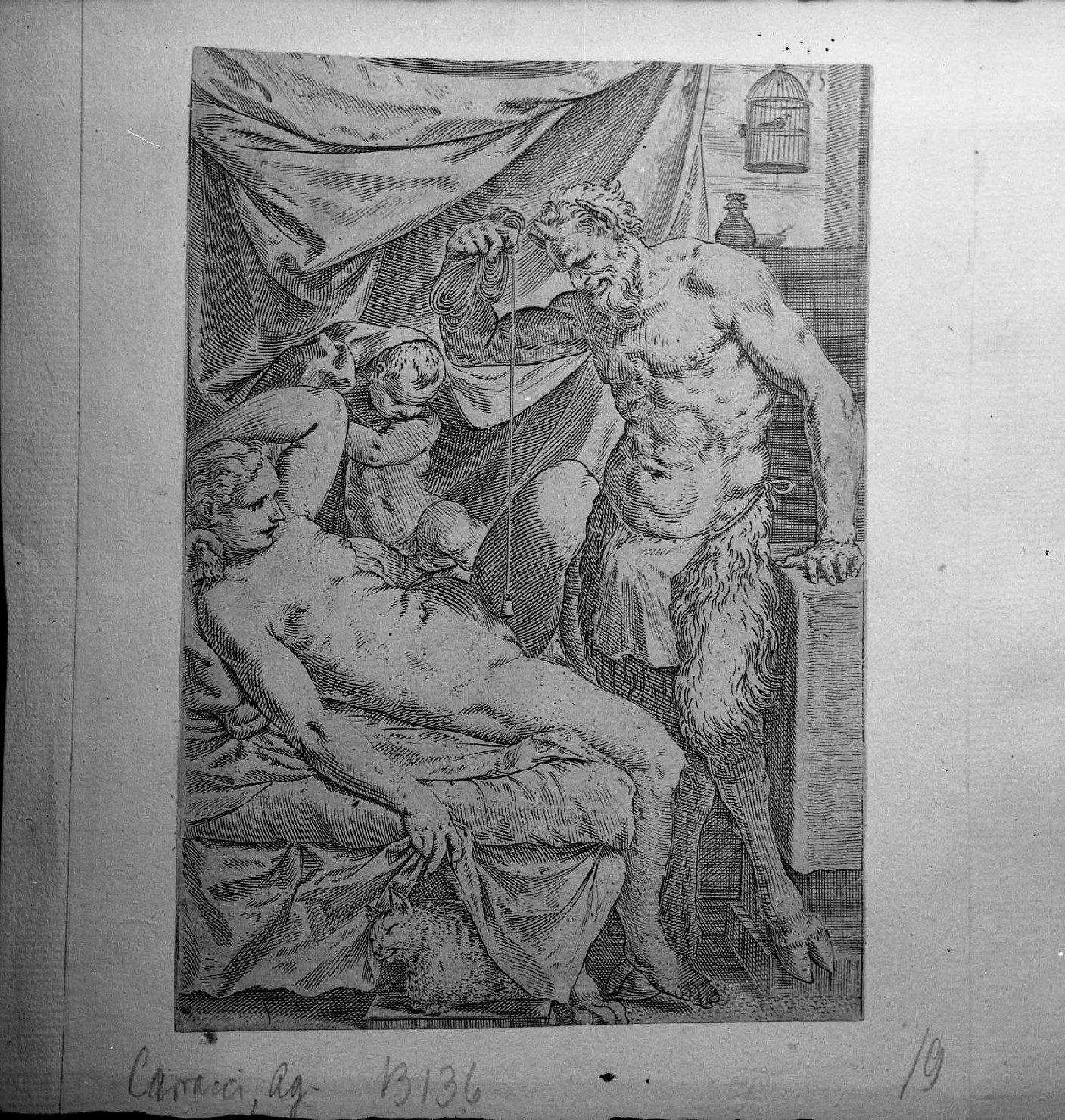 Satiro e con sonda sulla ninfa (stampa) di Carracci Agostino (sec. XVII)
