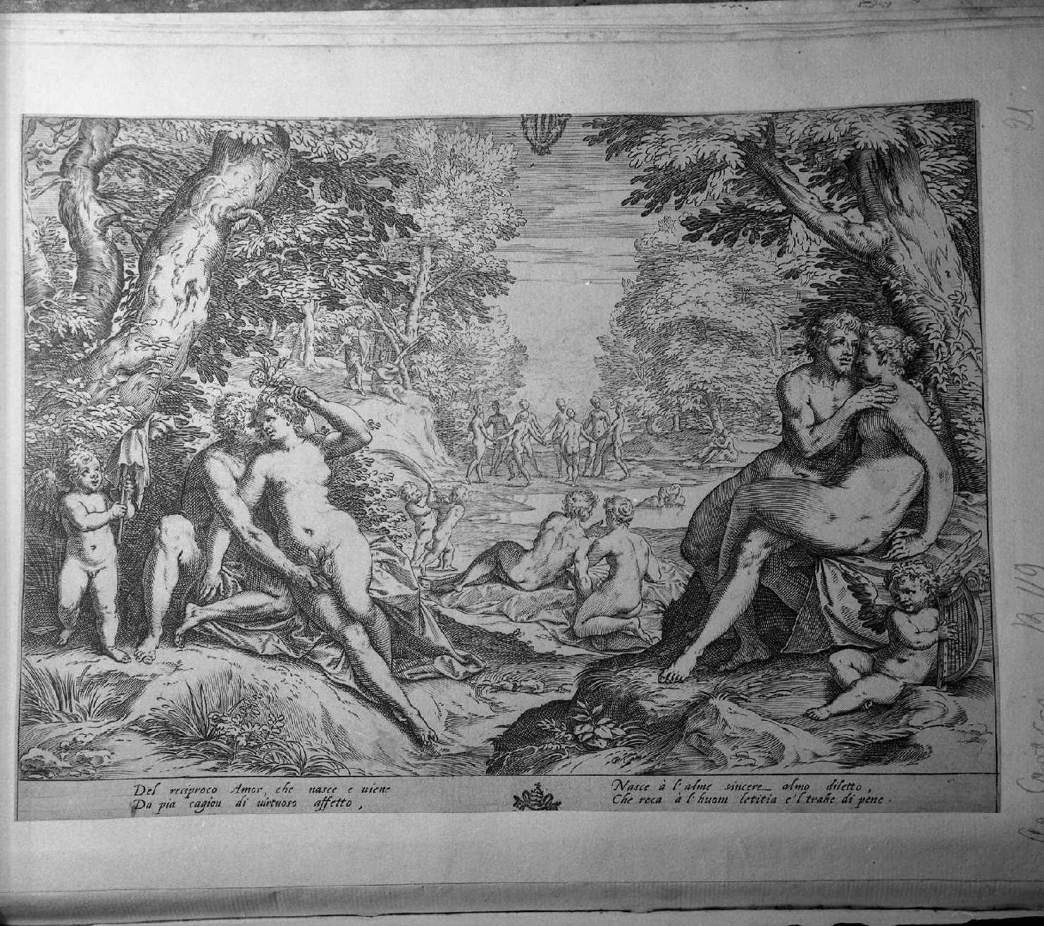 L'amore reciproco (stampa) di Carracci Agostino (sec. XVII)