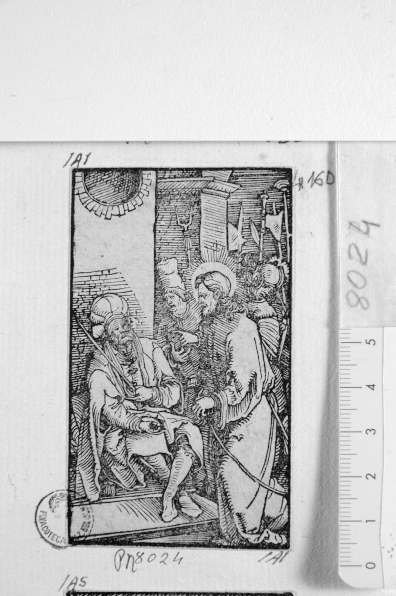 Cristo davanti a Caifa (stampa) di Durer Albrecht (scuola) (sec. XVII)