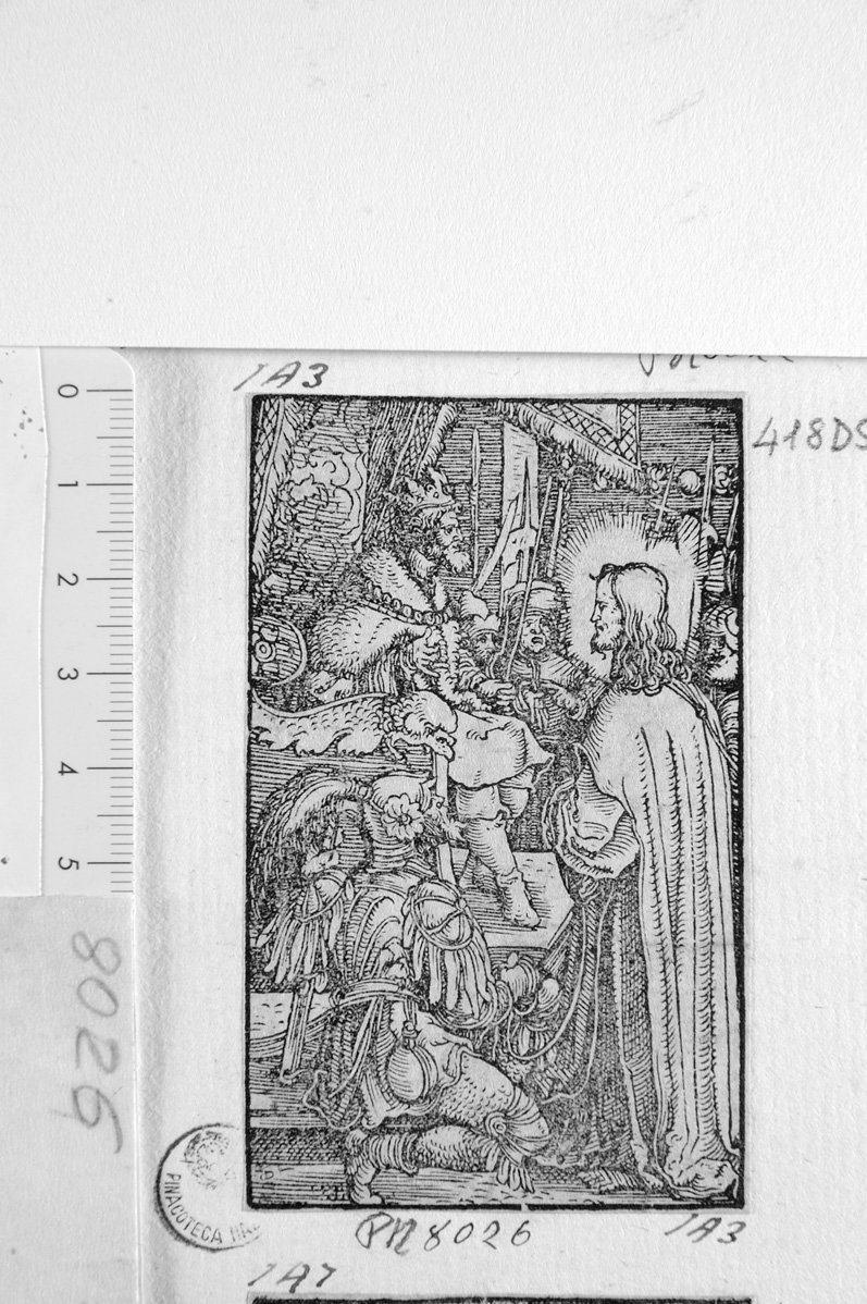 Cristo davanti al Re di.. (stampa) di Durer Albrecht (scuola) (sec. XVII)