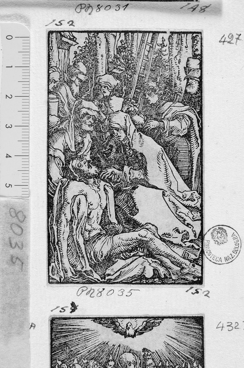 Cristo deposto dalla croce (stampa) di Durer Albrecht (scuola) (sec. XVII)