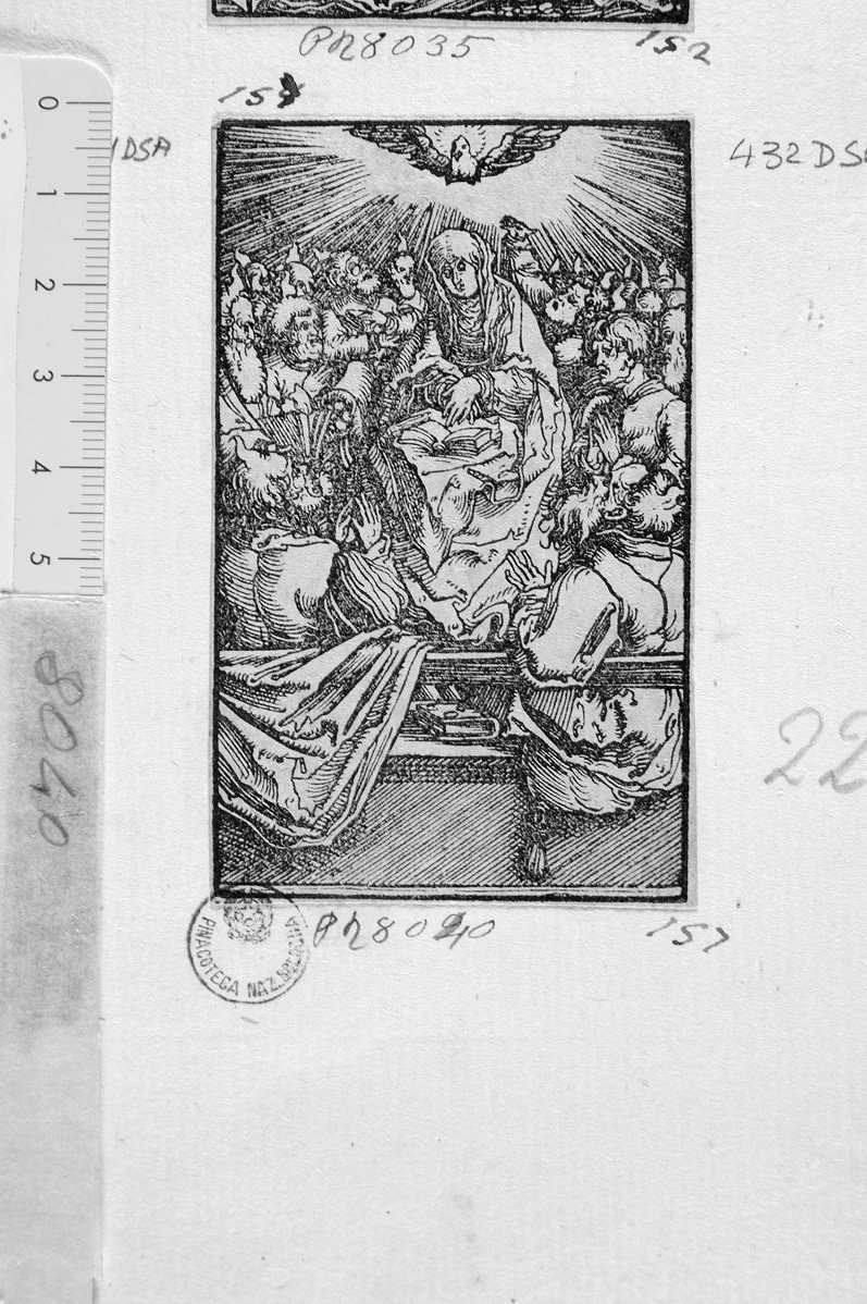 La discesa dello Spirito Santo (stampa) di Durer Albrecht (scuola) (sec. XVII)