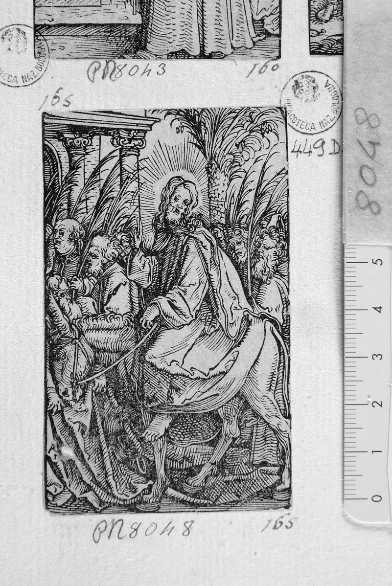 Entrata di Cristo in Gerusalemme (stampa) di Durer Albrecht (scuola) (sec. XVII)