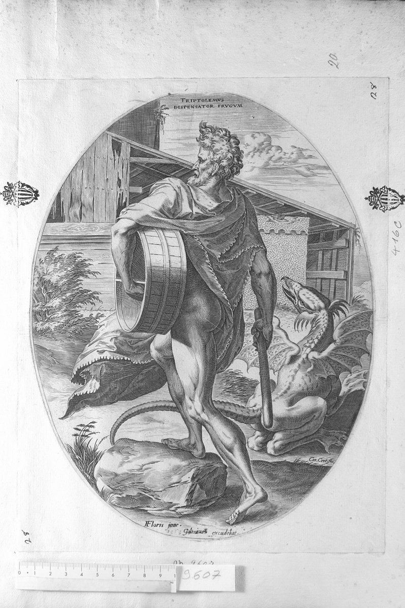 Deità che presiedono i mesi: Triptolemus (stampa) di Cort Cornelis (sec. XVI)