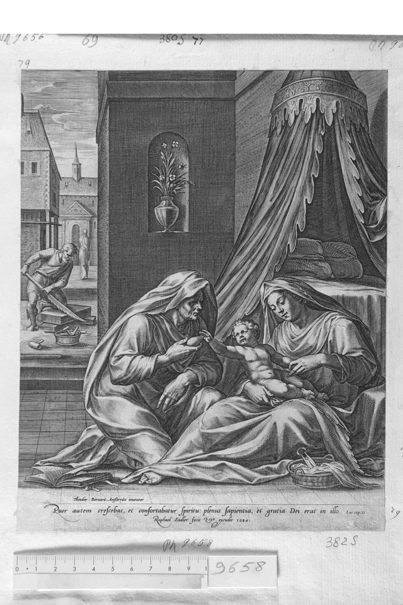 Sacra famiglia con Sant'Anna (stampa) di Sadeler Raphael (sec. XVII)