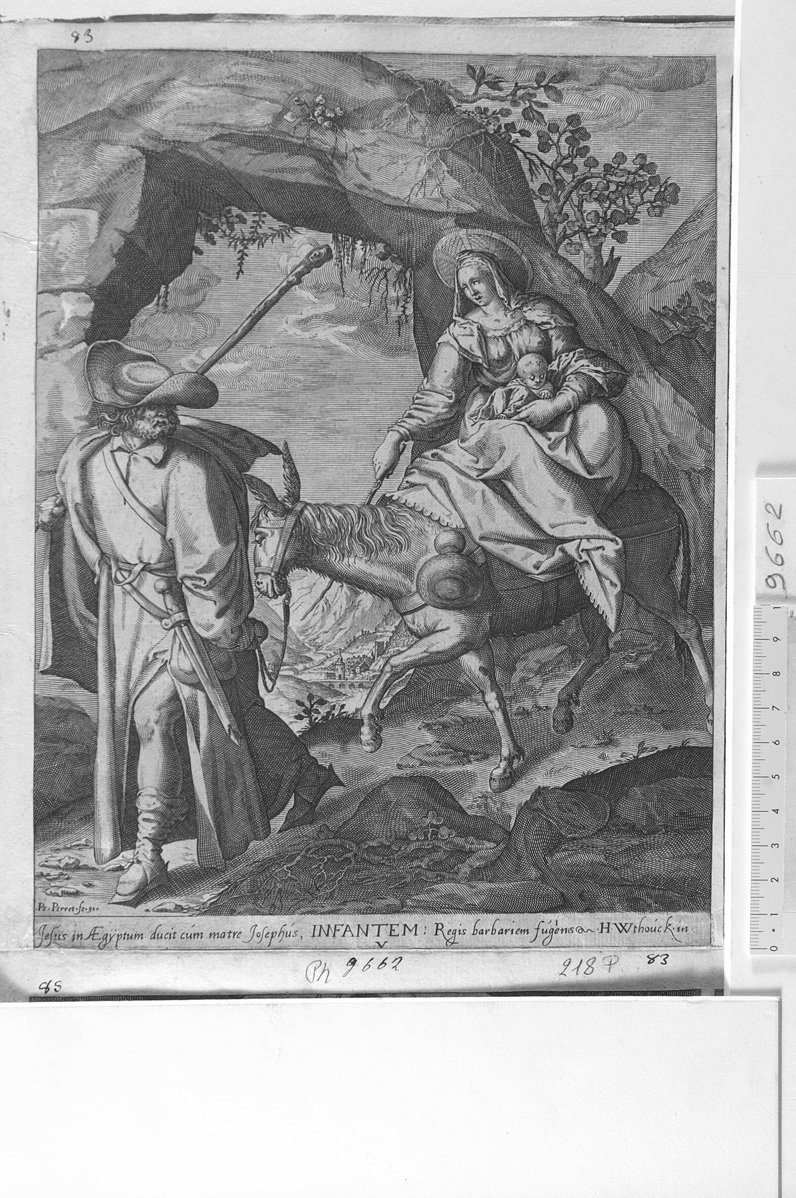 Fuga in Egitto (stampa) di Perrier Petrus (sec. XVII)