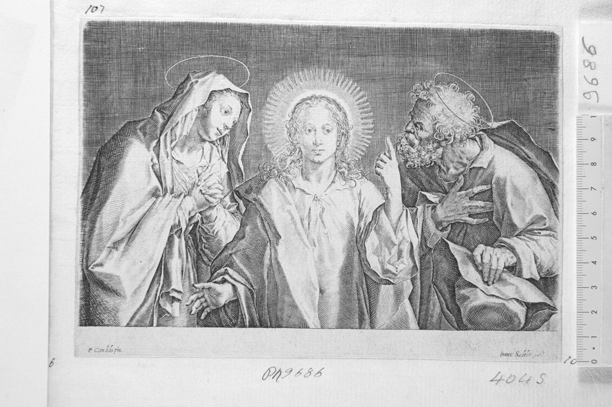 Cristo giovinetto parla ai genitori della redenzione (stampa) di Sadeler Johannes (sec. XVII)
