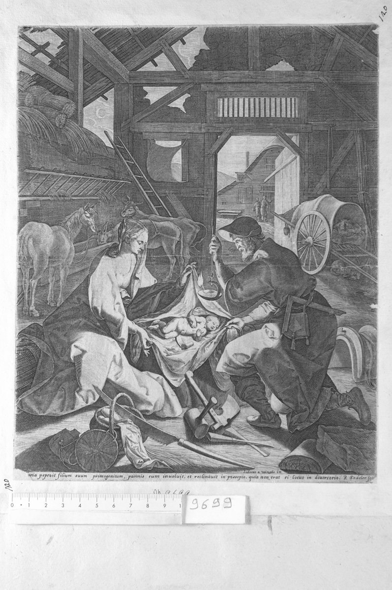 La natività con San Giuseppe (stampa) di Sadeler Raphael (sec. XVII)
