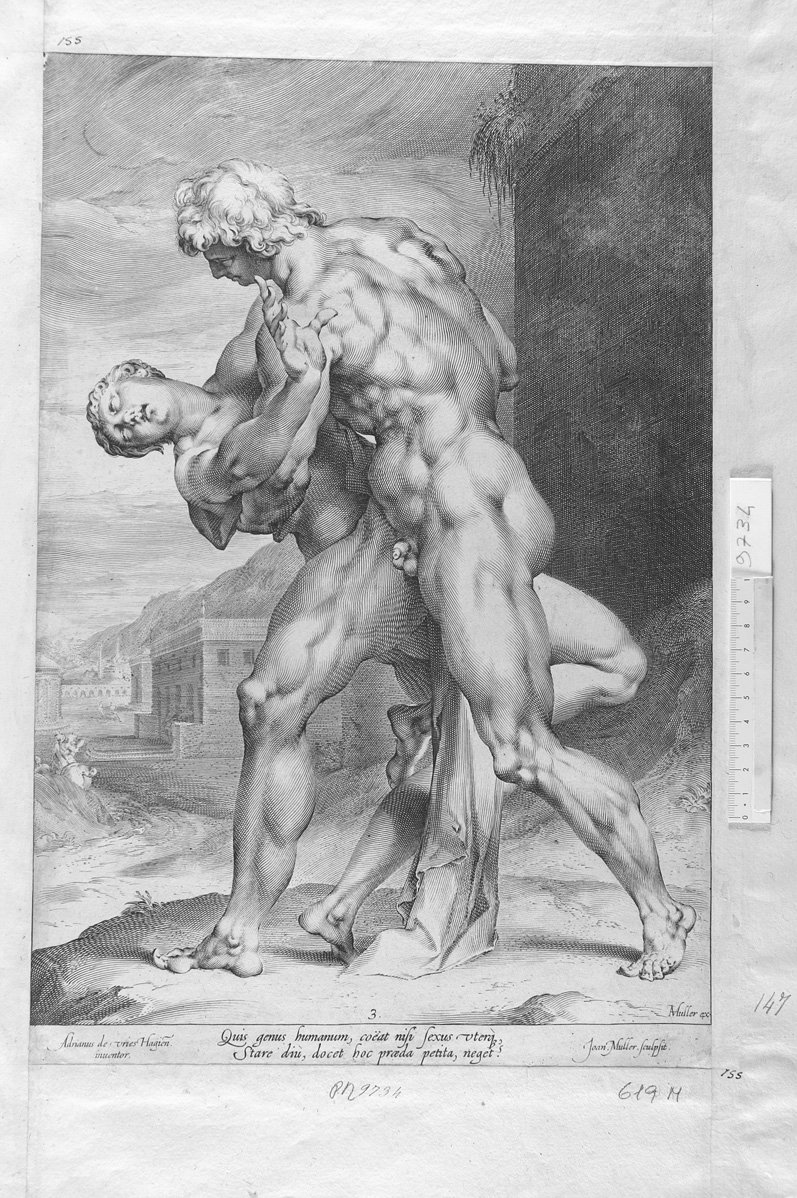 Il ratto delle Sabine: romano visto di profilo (stampa) di Muller Jan (sec. XVII)